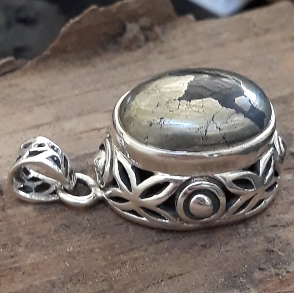 Pyrite in Magnetite Sterling Silver Pendant - Picture 3 of 6